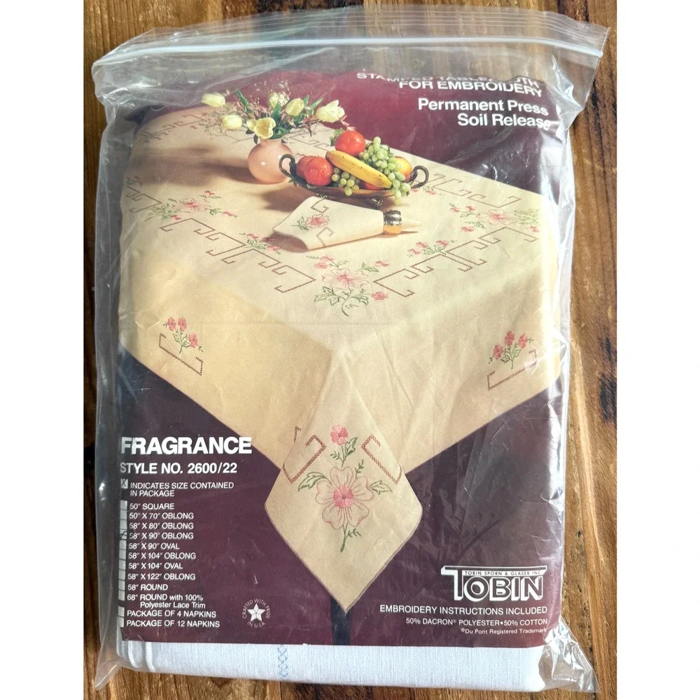Tobin Stamped Tablecloth Fragrance 2600/42 Oblong 58